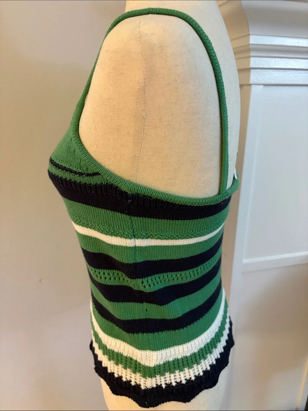 Striped Green and Black Knit Cardigan Set - Women Sweater